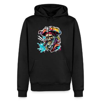 Pirate / Ahoy / Anchor / Captain / Skull / Rum - Men’s Premium Organic Hoodie - black - Front - Nico (187cm)