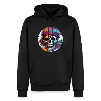 Pirat / Ahoi / Anker / Kapitän / Totenkopf / Rum - Männer Premium Bio Hoodie - Schwarz - Vorne - Nico (187cm)
