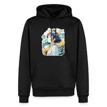 Anime / Bande dessinée / Japonais / Animation / Dessin animé - Sweat à capuche Premium bio Homme - noir - Devant - Nico (187cm)