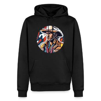 Cowboy / Wilde Westen / Wüste / Lasso / Rodeo - Männer Premium Bio Hoodie - Schwarz - Vorne - Nico (187cm)