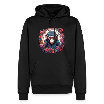 Monkey / Animal / Zoo / Chimpanzee / Wild / Comic - Men’s Premium Organic Hoodie - black - Front - Nico (187cm)