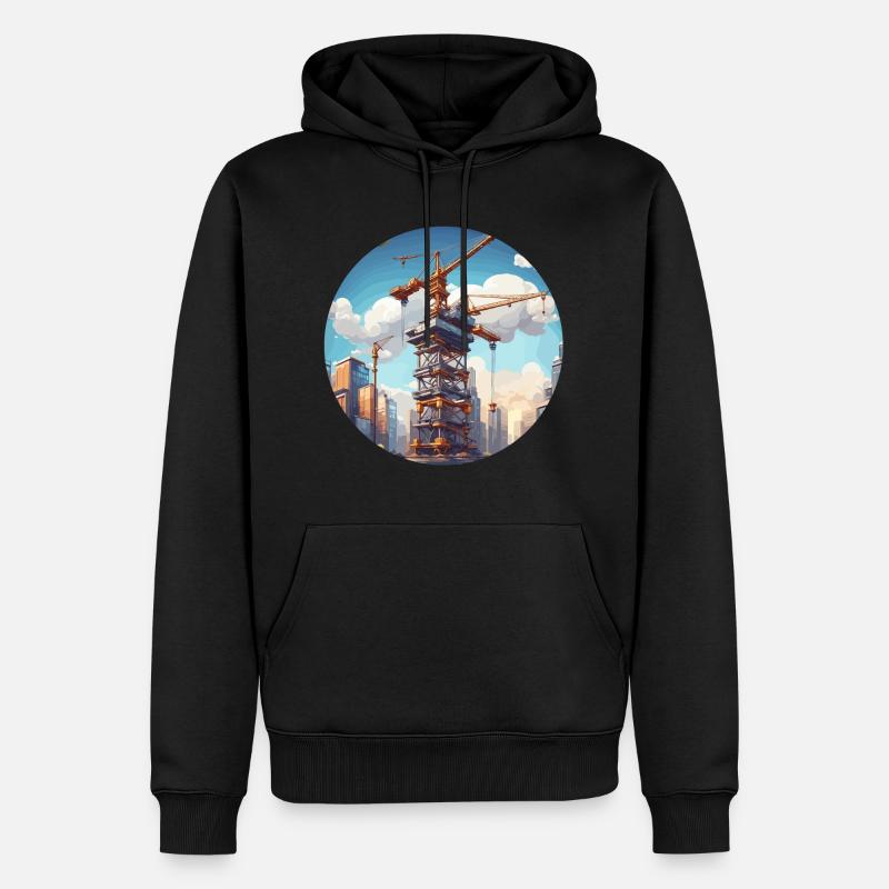Kran / Baustelle / Seilwinde / Kransystem - Männer Premium Bio Hoodie - Schwarz