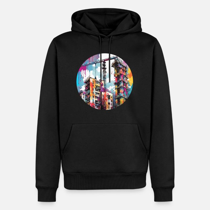 Kran / Baustelle / Seilwinde / Kransystem - Männer Premium Bio Hoodie - Schwarz