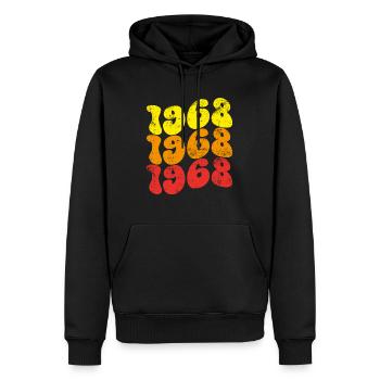 Millésime 1968 - Sweat à capuche Premium bio Homme - noir - Devant - Nico (187cm)
