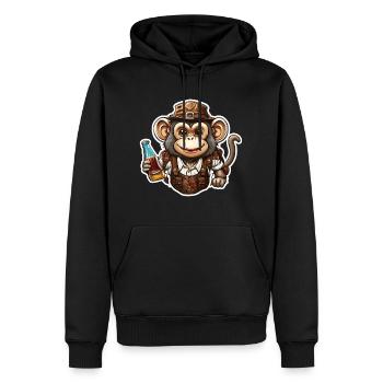 Lederhose / Tier / Tracht / Tradition / Affe - Männer Premium Bio Hoodie - Schwarz - Vorne - Nico (187cm)