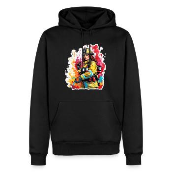 Pompier/Incendie/Incendie/Extinction/Héroïne - Sweat à capuche Premium bio Homme - noir - Devant - Nico (187cm)