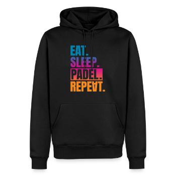 Eat Sleep Padel Repeat - Männer Premium Bio Hoodie - Schwarz - Vorne - Nico (187cm)