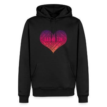 Badminton Heart - Men’s Premium Organic Hoodie - black - Front - Nico (187cm)
