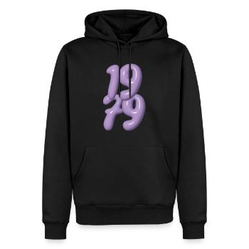 Millésime 1979 - Sweat à capuche Premium bio Homme - noir - Devant - Nico (187cm)
