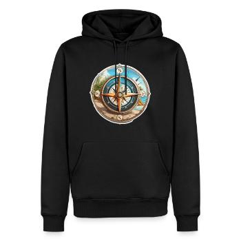 Kompass / Himmelsrichtung / Reisen / Survival - Männer Premium Bio Hoodie - Schwarz - Vorne - Nico (187cm)