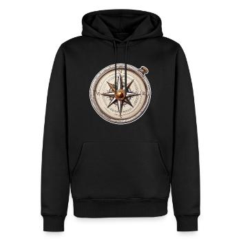 Boussole / Direction cardinale / Voyage / Survie - Sweat à capuche Premium bio Homme - noir - Devant - Nico (187cm)