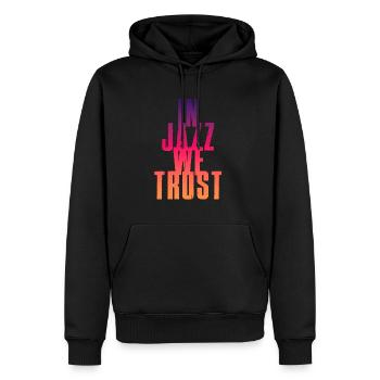 In Jazz we Trust - Männer Premium Bio Hoodie - Schwarz - Vorne - Nico (187cm)