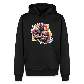 Bodybuilder / Sports / Fitness / Singe / Muscles - Sweat à capuche Premium bio Homme - noir - Devant - Nico (187cm)