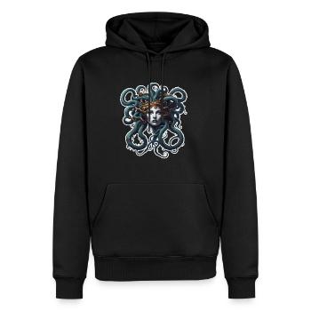 Méduse / Mythologie grecque / Tête de serpent - Sweat à capuche Premium bio Homme - noir - Devant - Nico (187cm)