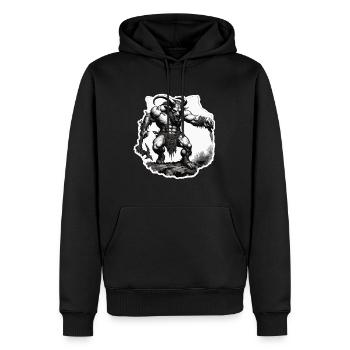 Minotaur / griechische Mythologie /Kreatur - Männer Premium Bio Hoodie - Schwarz - Vorne - Nico (187cm)