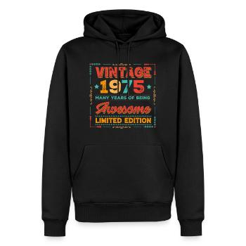 Millésime 1975 - Sweat à capuche Premium bio Homme - noir - Devant - Nico (187cm)