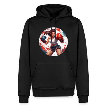 Boxeur / Sports / Combat / Arène / Ring de boxe / Poings - Sweat à capuche Premium bio Homme - noir - Devant - Nico (187cm)