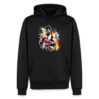 Boxer / Sport / Kampf / Arena / Boxring / Fäuste - Männer Premium Bio Hoodie - Schwarz - Vorne - Nico (187cm)
