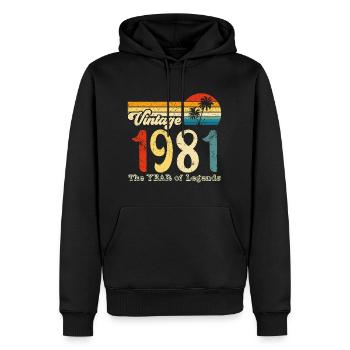 Vintage 1981 - Männer Premium Bio Hoodie - Schwarz - Vorne - Nico (187cm)