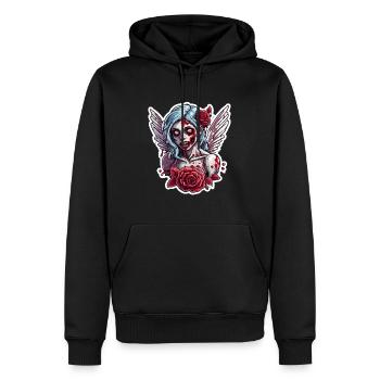 Amor / Liebe / Pfeil / Herz / Valentinstag - Männer Premium Bio Hoodie - Schwarz - Vorne - Nico (187cm)