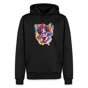 Amor / Liebe / Pfeil / Herz / Valentinstag - Männer Premium Bio Hoodie - Schwarz - Vorne - Nico (187cm)