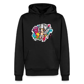 Amor / Liebe / Pfeil / Herz / Valentinstag - Männer Premium Bio Hoodie - Schwarz - Vorne - Nico (187cm)