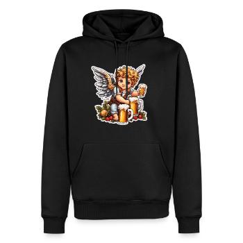 Amor / Liebe / Pfeil / Herz / Valentinstag - Männer Premium Bio Hoodie - Schwarz - Vorne - Nico (187cm)