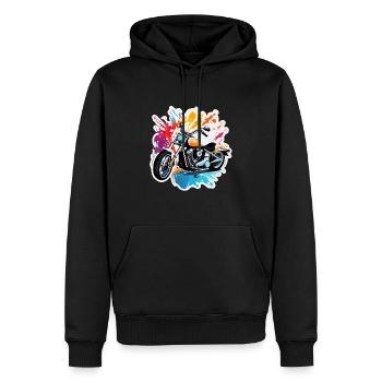 Biker / Motorcycle Rider / Biker / Two-Wheeler / Cross - Men’s Premium Organic Hoodie - black - Front - Nico (187cm)