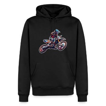 Biker / Motorcycle Rider / Biker / Two-Wheeler / Cross - Men’s Premium Organic Hoodie - black - Front - Nico (187cm)