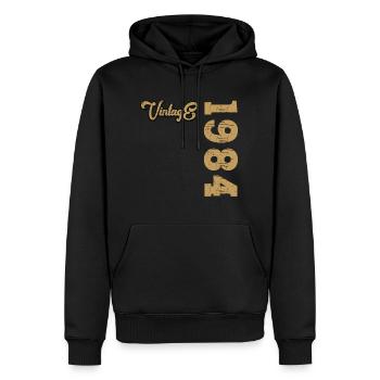 1984 Vintage - Männer Premium Bio Hoodie - Schwarz - Vorne - Nico (187cm)