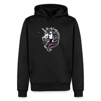 Unicorn / mythical creatures / fairy tales / magic / glitter - Men’s Premium Organic Hoodie - black - Front - Nico (187cm)