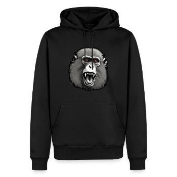 Affe / Tier / Zoo / Babian / Wild / Comic - Männer Premium Bio Hoodie - Schwarz - Vorne - Nico (187cm)