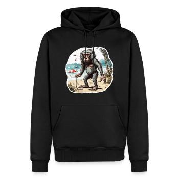 Affe / Tier / Zoo / Babian / Wild / Comic - Männer Premium Bio Hoodie - Schwarz - Vorne - Nico (187cm)