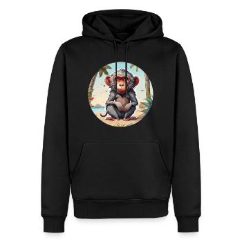 Affe / Tier / Zoo / Babian / Wild / Comic - Männer Premium Bio Hoodie - Schwarz - Vorne - Nico (187cm)
