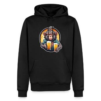 Affe / Tier / Zoo / Babian / Wild / Comic - Männer Premium Bio Hoodie - Schwarz - Vorne - Nico (187cm)
