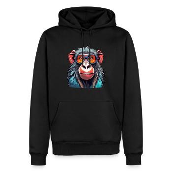 Affe / Tier / Zoo / Babian / Wild / Comic - Männer Premium Bio Hoodie - Schwarz - Vorne - Nico (187cm)