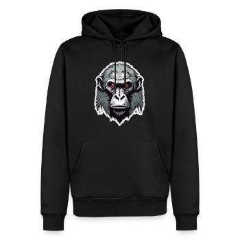 Affe / Tier / Zoo / Babian / Wild / Comic - Männer Premium Bio Hoodie - Schwarz - Vorne - Nico (187cm)