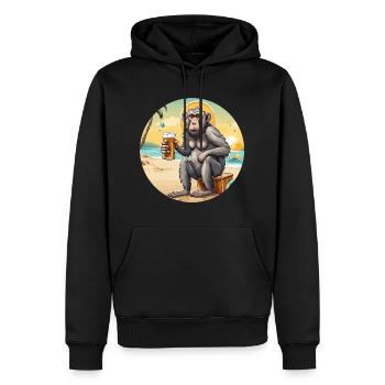 Affe / Tier / Zoo / Babian / Wild / Comic - Männer Premium Bio Hoodie - Schwarz - Vorne - Nico (187cm)