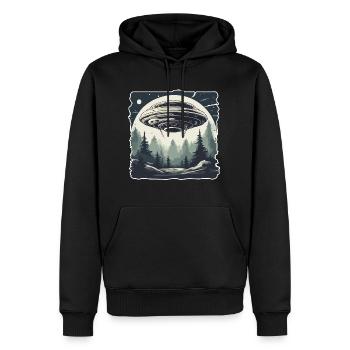 Alien / Vaisseau spatial / OVNI / Zone 51 / Tout / Mars - Sweat à capuche Premium bio Homme - noir - Devant - Nico (187cm)
