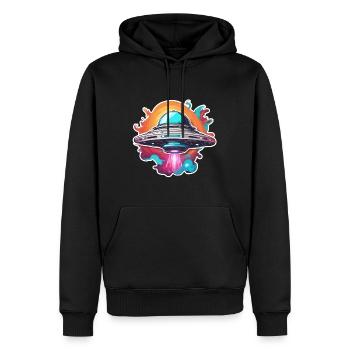Alien / Vaisseau spatial / OVNI / Zone 51 / Tout / Mars - Sweat à capuche Premium bio Homme - noir - Devant - Nico (187cm)