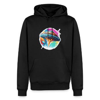 Alien / Vaisseau spatial / OVNI / Zone 51 / Tout / Mars - Sweat à capuche Premium bio Homme - noir - Devant - Nico (187cm)