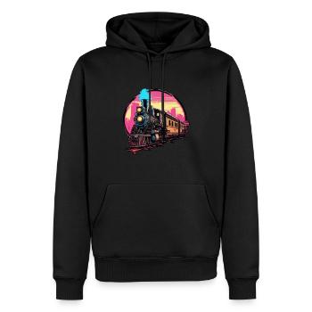Zug / Lokomotive / Dampflok / Eisenbahn / Lock - Männer Premium Bio Hoodie - Schwarz - Vorne - Nico (187cm)