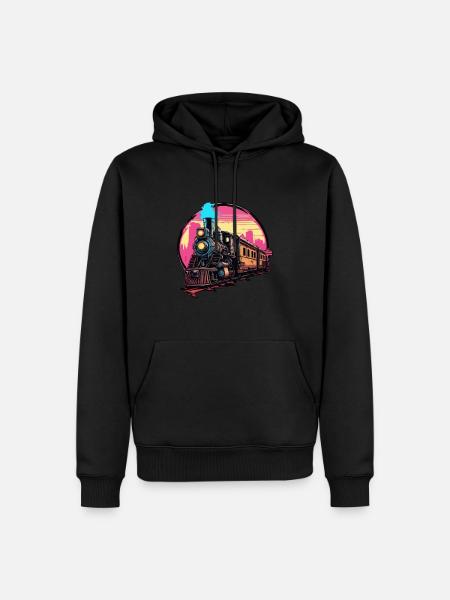 Zug / Lokomotive / Dampflok / Eisenbahn / Lock - Männer Premium Bio Hoodie - Schwarz
