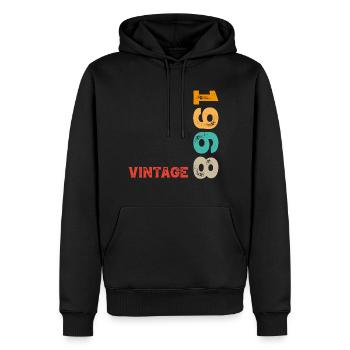 Millésime 1968 - Sweat à capuche Premium bio Homme - noir - Devant - Nico (187cm)