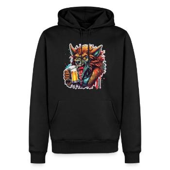 Werwolf / Vollmond / Wesen / Verwandlung / Fluch - Männer Premium Bio Hoodie - Schwarz - Vorne - Nico (187cm)