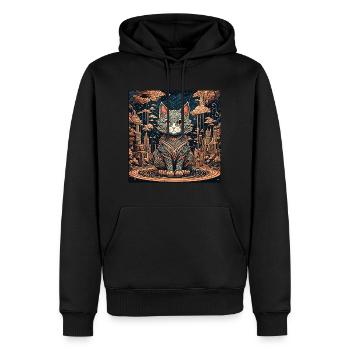 Katze / Tier / Haustier / Miez / Miau / Fell - Männer Premium Bio Hoodie - Schwarz - Vorne - Nico (187cm)