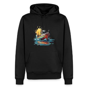 Pirate Ship / Boat / Sea / Ocean / Waves - Men’s Premium Organic Hoodie - black - Front - Nico (187cm)