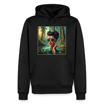 Rockabilly / Pin-up Girl / Girl Power / Années 50 - Sweat à capuche Premium bio Homme - noir - Devant - Nico (187cm)