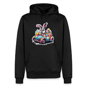 Lapin de Pâques / Pâques / Oeufs / Vacances / Pâques - Sweat à capuche Premium bio Homme - noir - Devant - Nico (187cm)