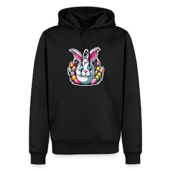 Lapin de Pâques / Pâques / Oeufs / Vacances / Pâques - Sweat à capuche Premium bio Homme - noir - Devant - Nico (187cm)